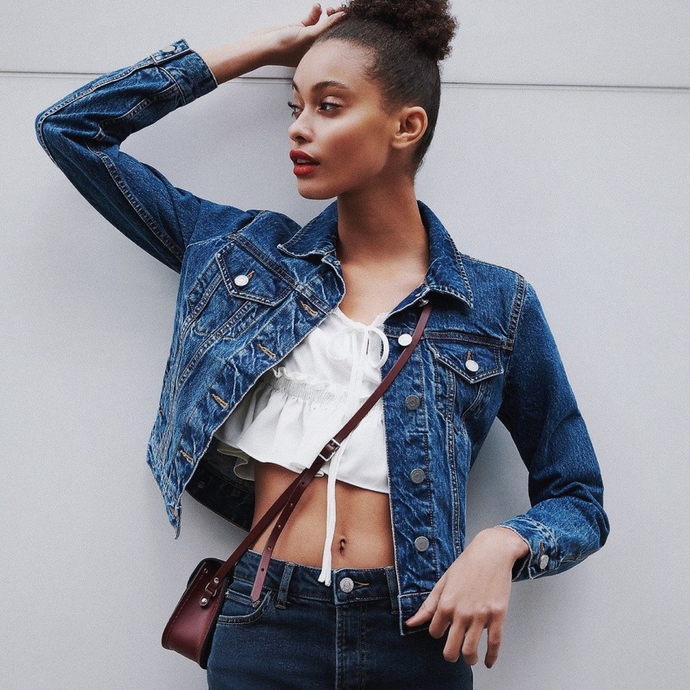 Urban Oufitters BDG shrunken denim trucker jacket.